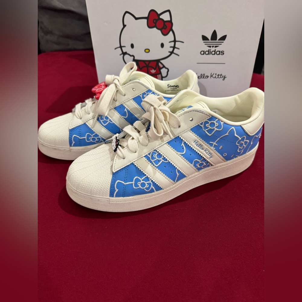 Adidas Superstar Hello Kitty XLG Blue Burst Athletic Sneakers